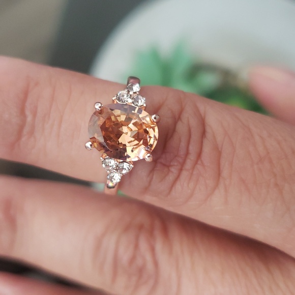 Sparkling Cubic Zirconia Rose Gold Ring - Picture 1 of 5
